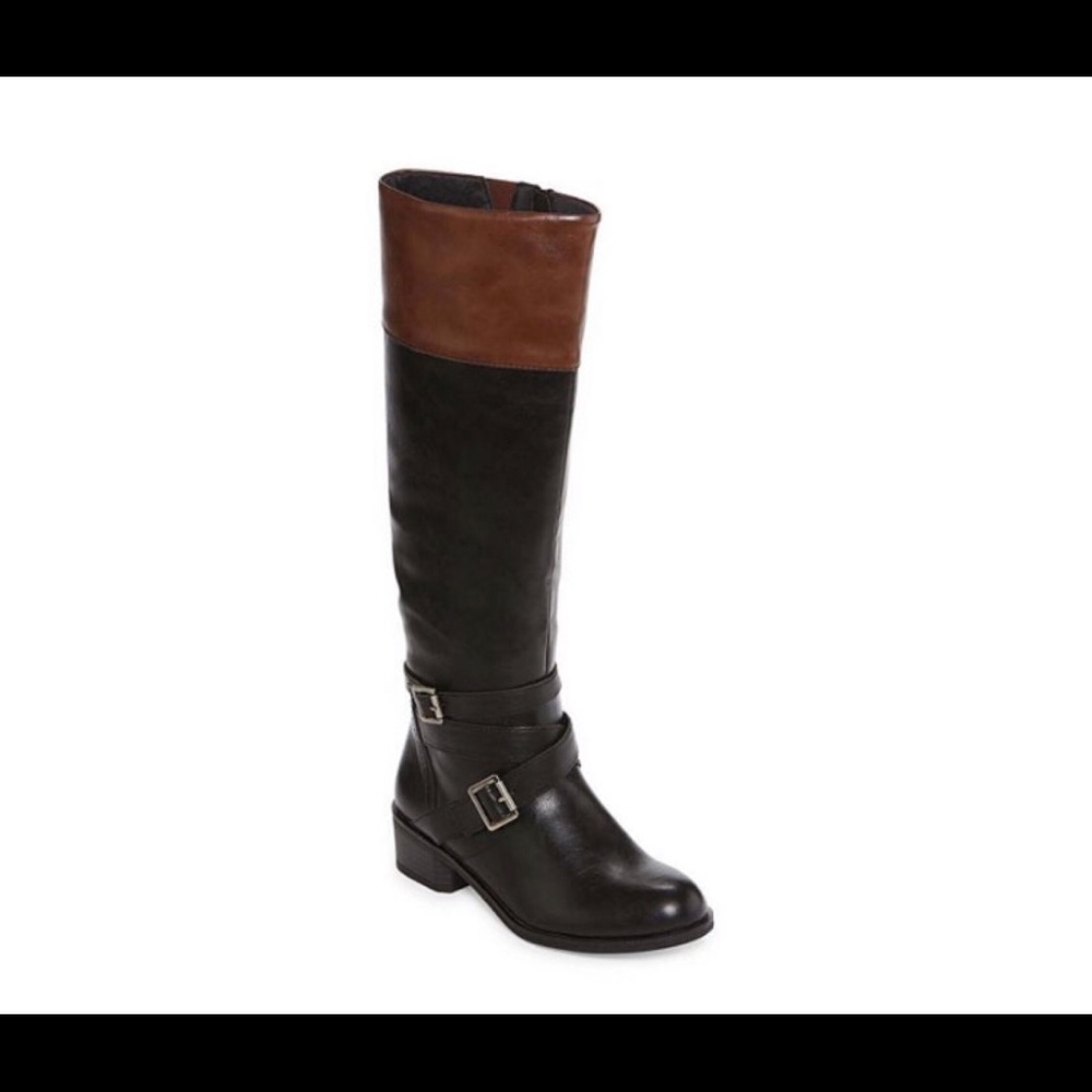 🖤🤎 Two Tone Black Cognac Wide Calf Boots 🤎🖤